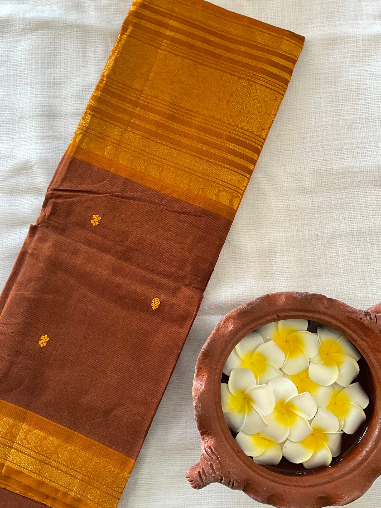 Brown Kanchi cotton saree