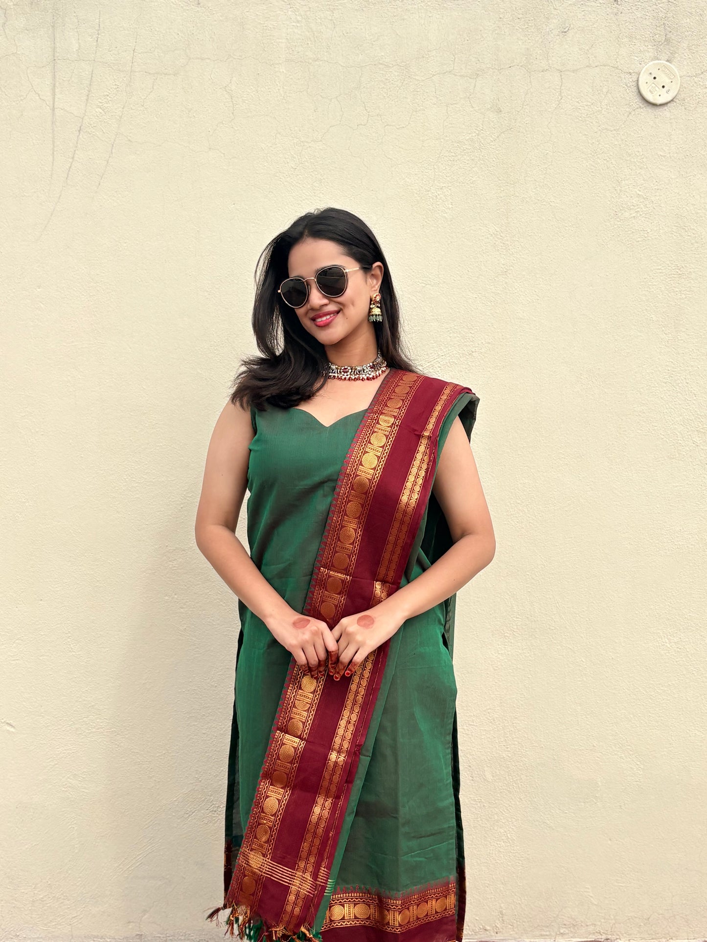 Kacha mango Kanchi Cotton Kurta dupatta