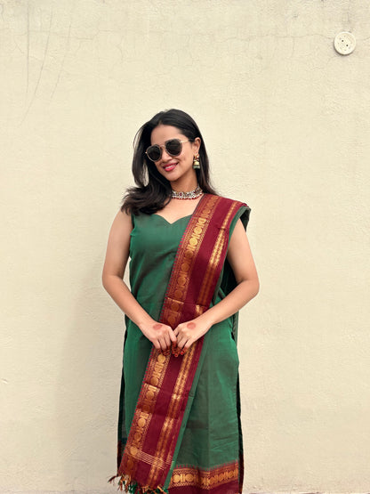 Kacha mango Kanchi Cotton Kurta dupatta