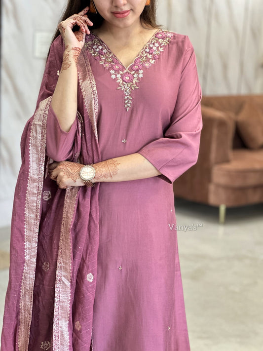 Dusky mauve festive Suit Set