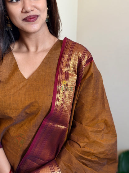 Manjal Veyil Kanchi Cotton Kurta dupatta