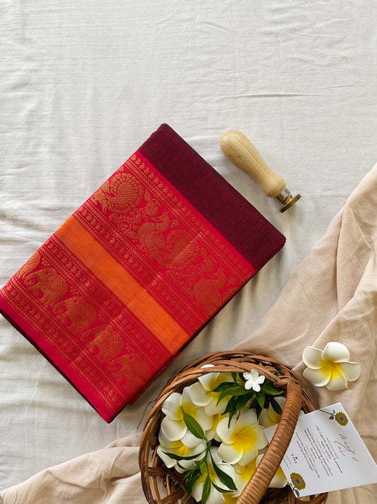 Chilli Kanchi cotton saree