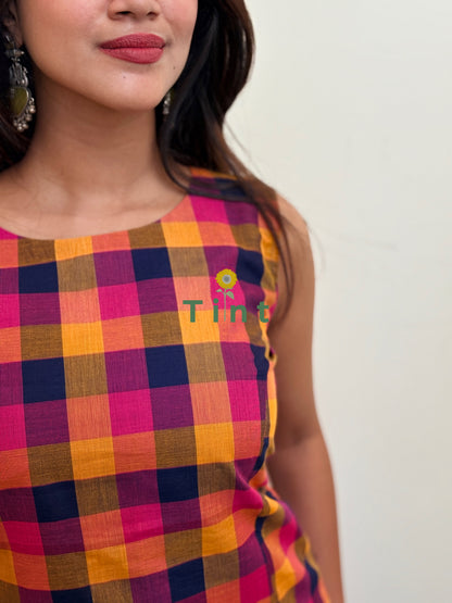 Assorted checks short kurta