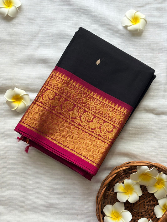 Black Kanchi Cotton Saree