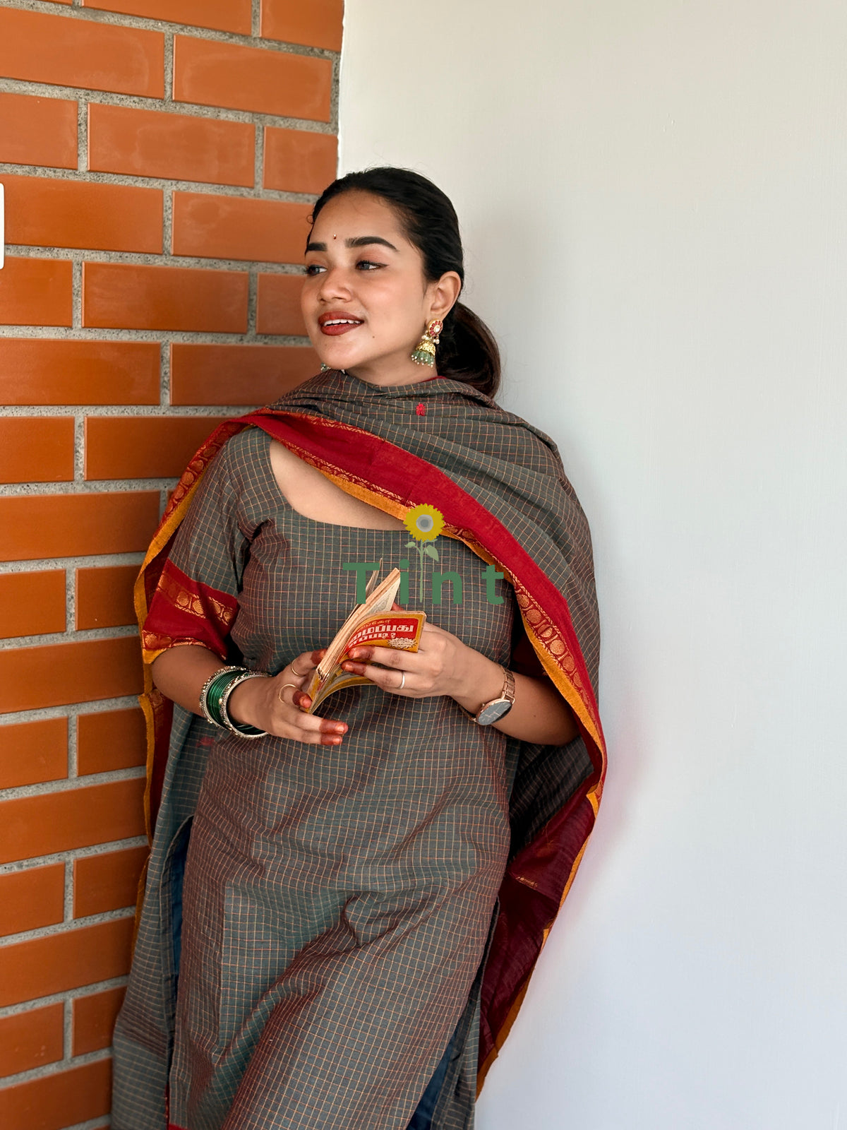 Cement red Kanchi Cotton Kurta