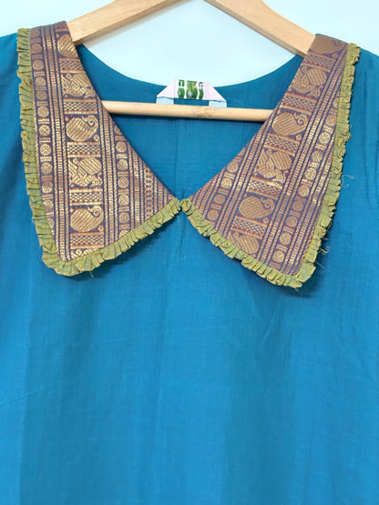 Turquoise blue Kanchi Cotton Kurta ( Size XS)