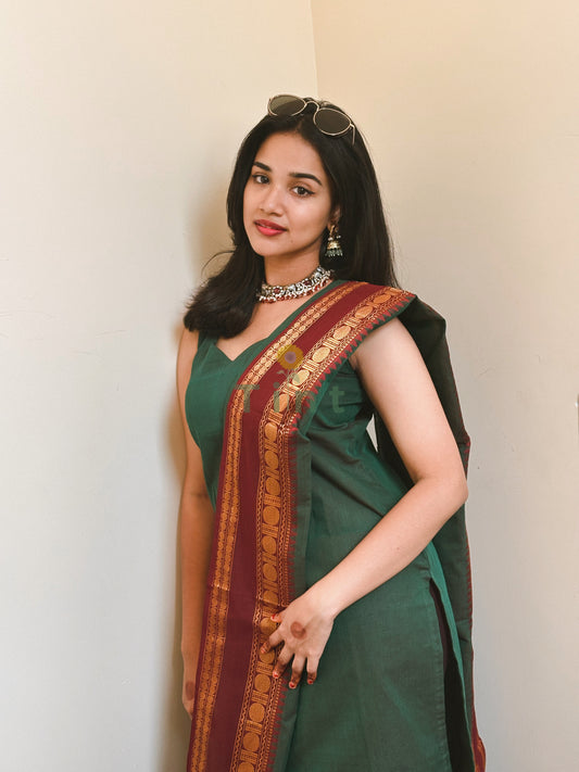 Jade & Maroon Kanchi Cotton Kurta dupatta