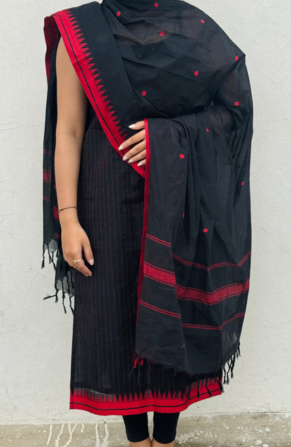 Black thread border Cotton Kurta dupatta
