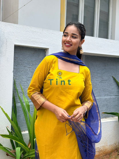 Yellow Jelly Kurta and Kota dupatta