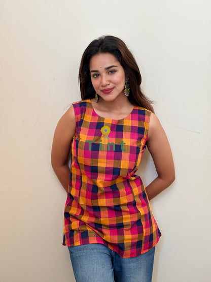 Assorted checks short kurta
