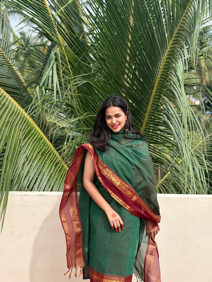 Kacha mango Kanchi Cotton Kurta dupatta