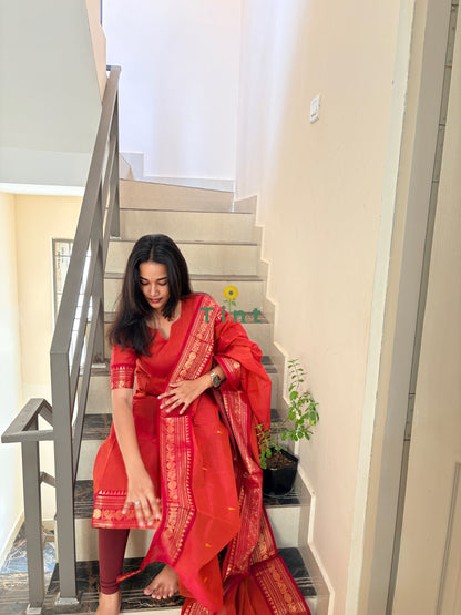 Pomegranate Pop Kanchi cotton kurta dupatta