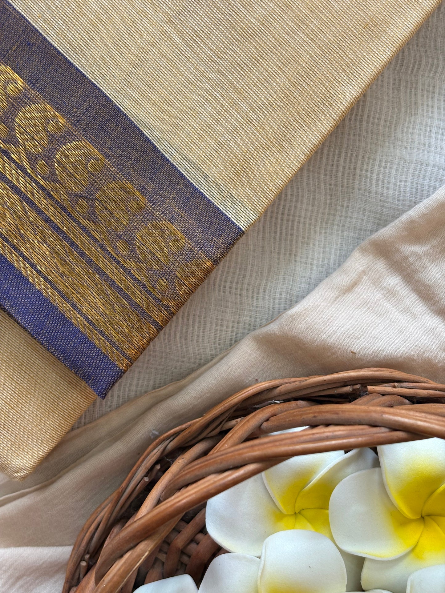 Vintage Cream Kanchi cotton saree