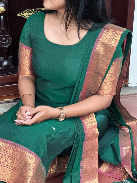 Heritage Green Kanchi Cotton Kurta dupatta