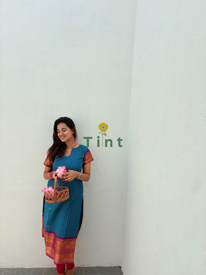 Peacock & bougainvillea garden Kurta