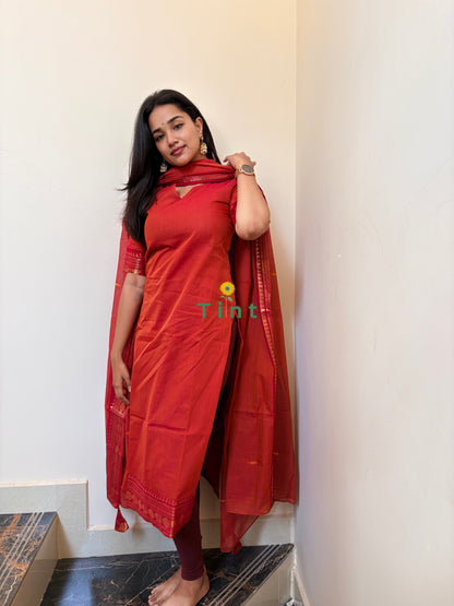 Pomegranate Pop Kanchi cotton kurta dupatta