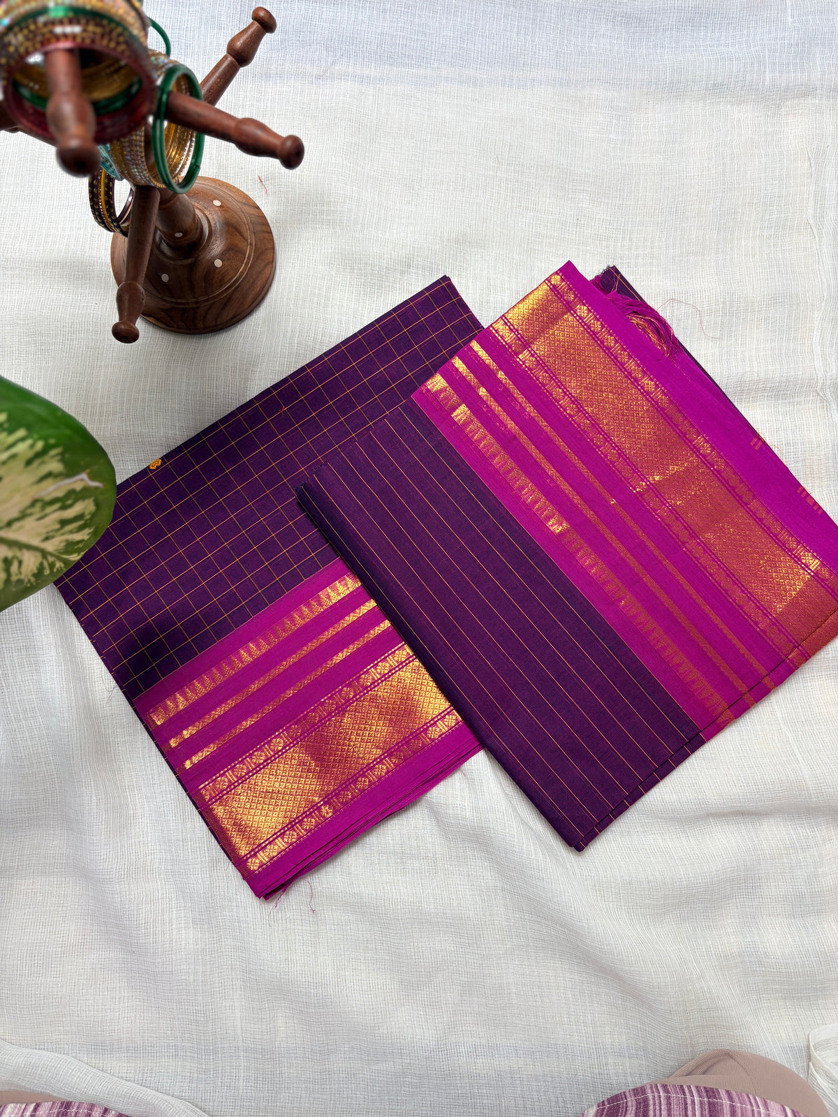 Dark purple Unstitched Kanchi cotton set (2-piece)