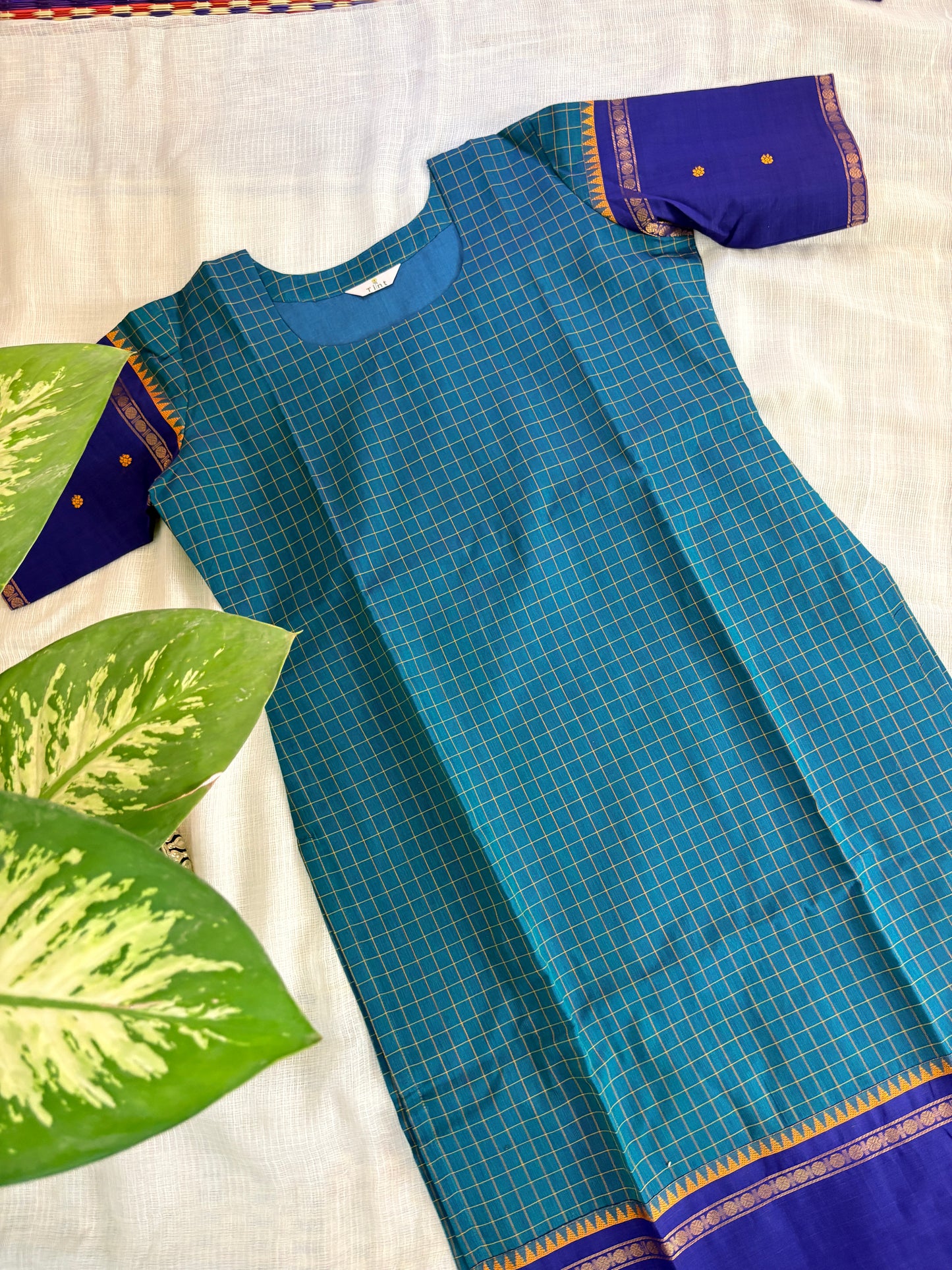 Blue kattam  Cotton Kurta dupatta