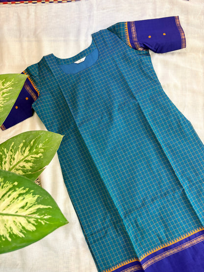 Blue kattam  Cotton Kurta dupatta