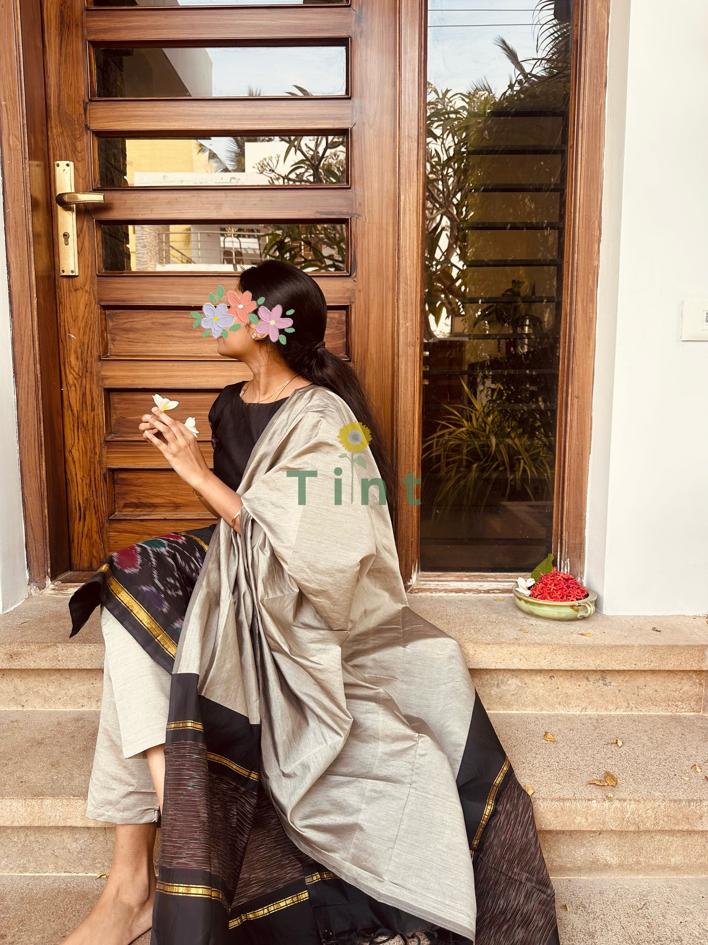 Grey Ikat silk