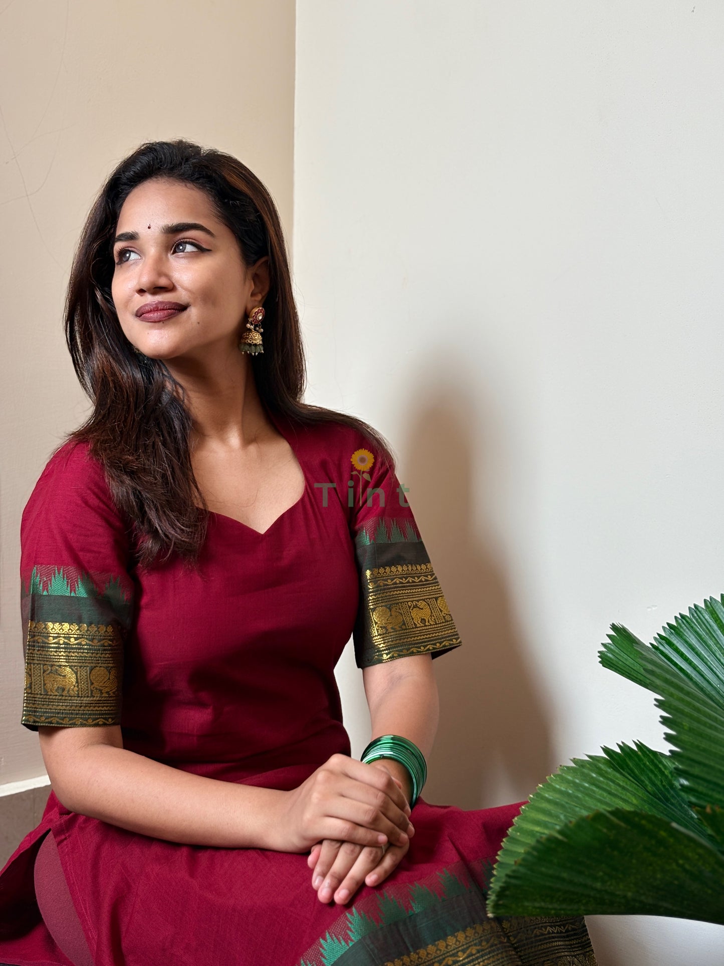 Hibiscus Kanchi Cotton Kurta with Kota Doria dupatta