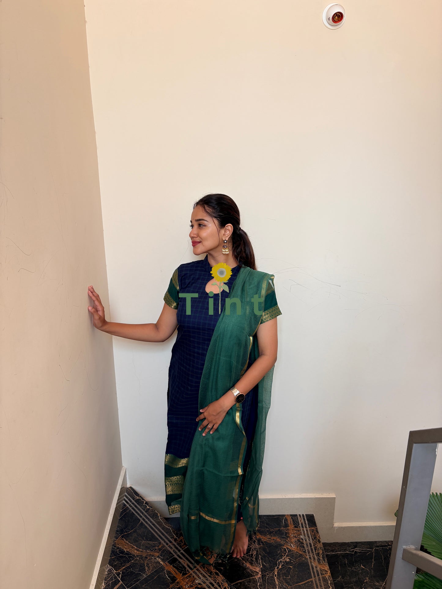 Royal navy Kurta with Kota dupatta