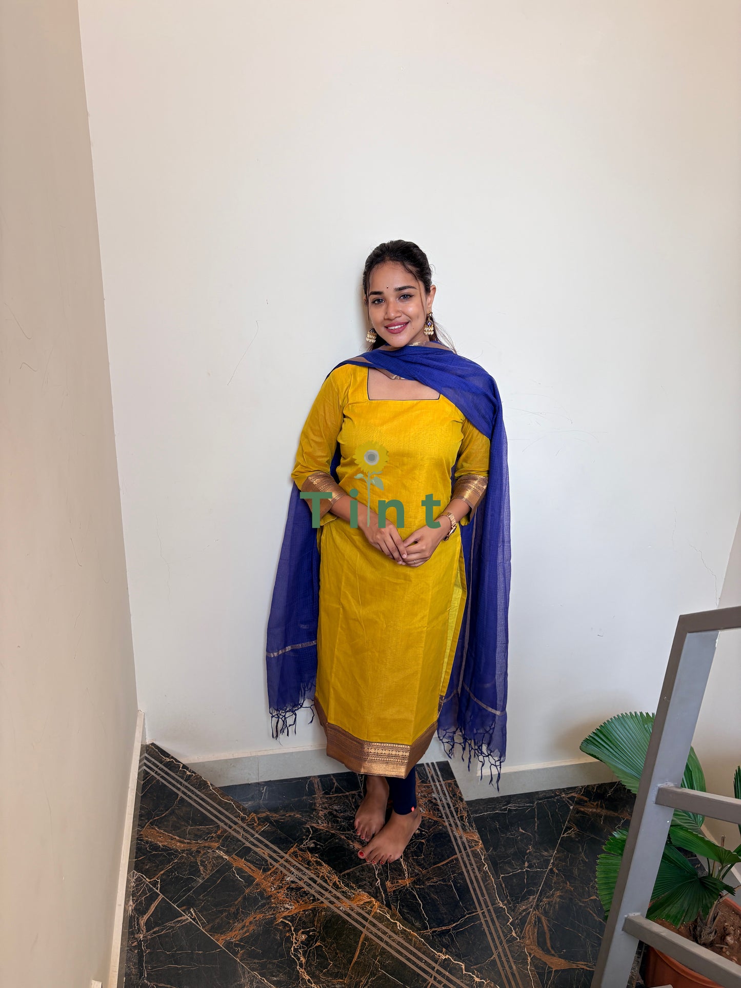 Yellow Jelly Kurta and Kota dupatta