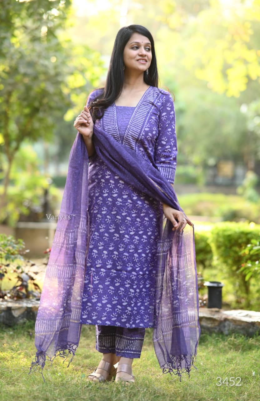 Violet cotton Suit Set