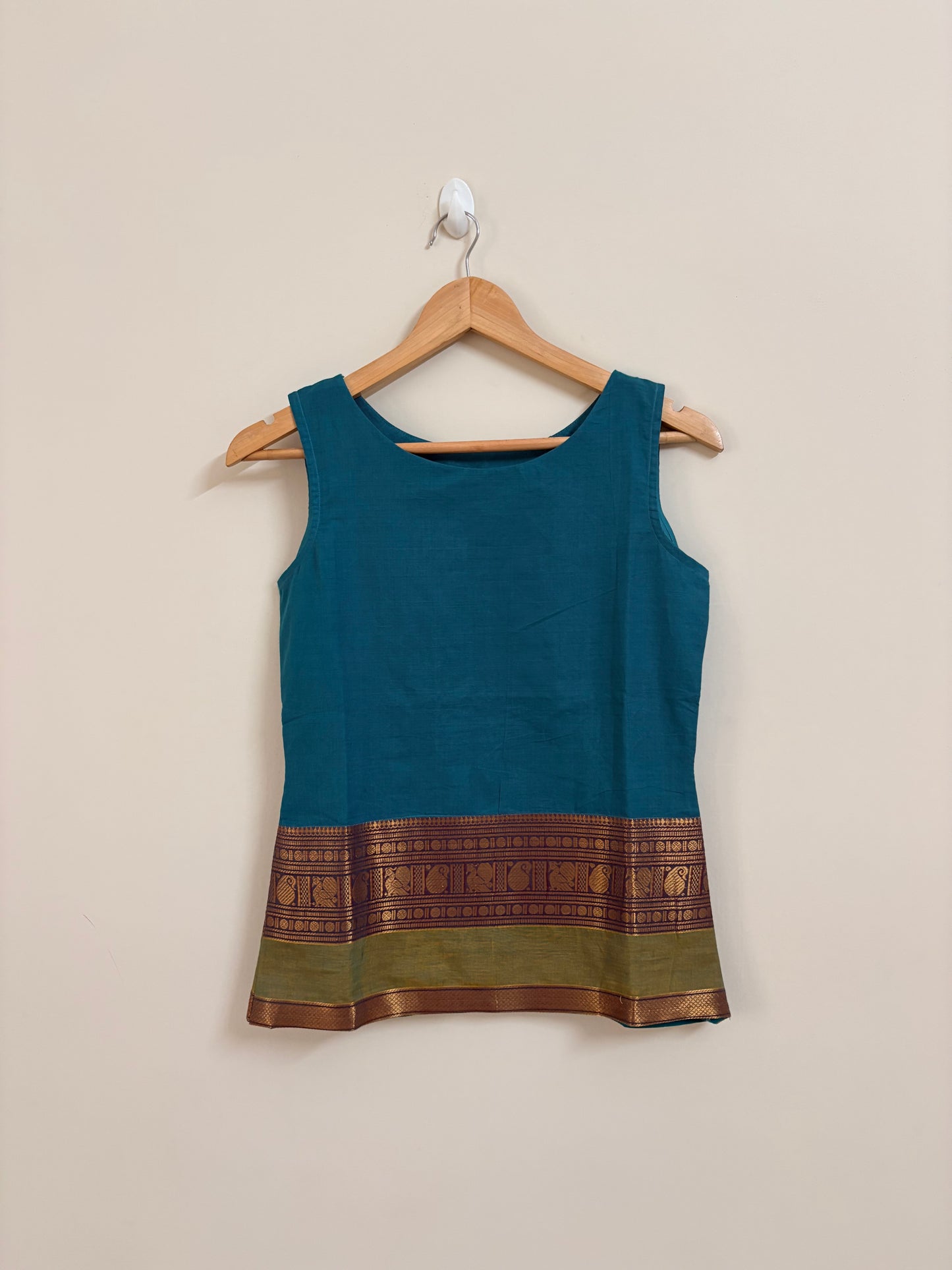 Turquoise blue Kanchi Cotton short kurta