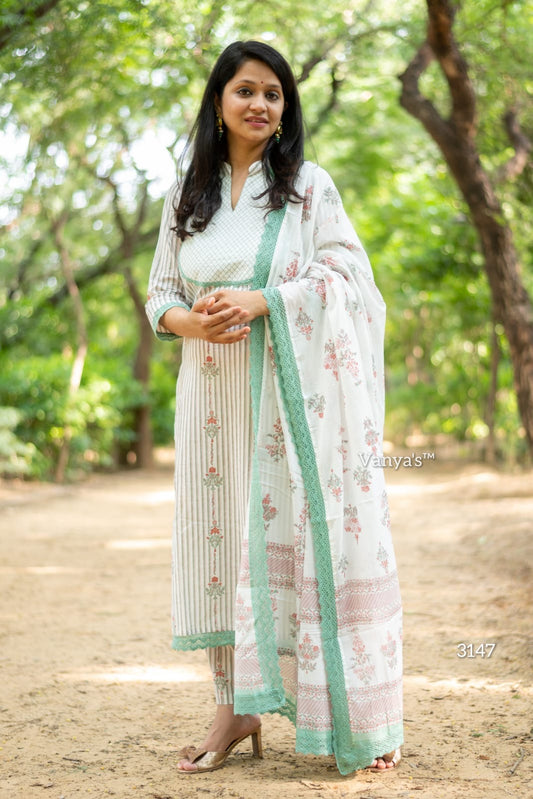 Turquoise striped suit set