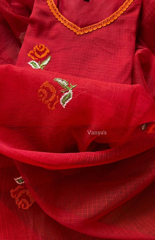 Red Kota doria Suit Set