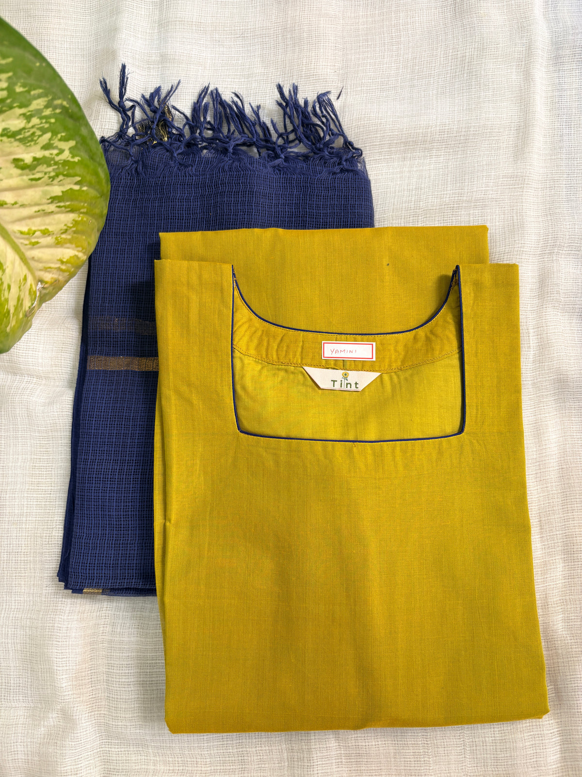 Yellow Jelly Kurta and Kota dupatta