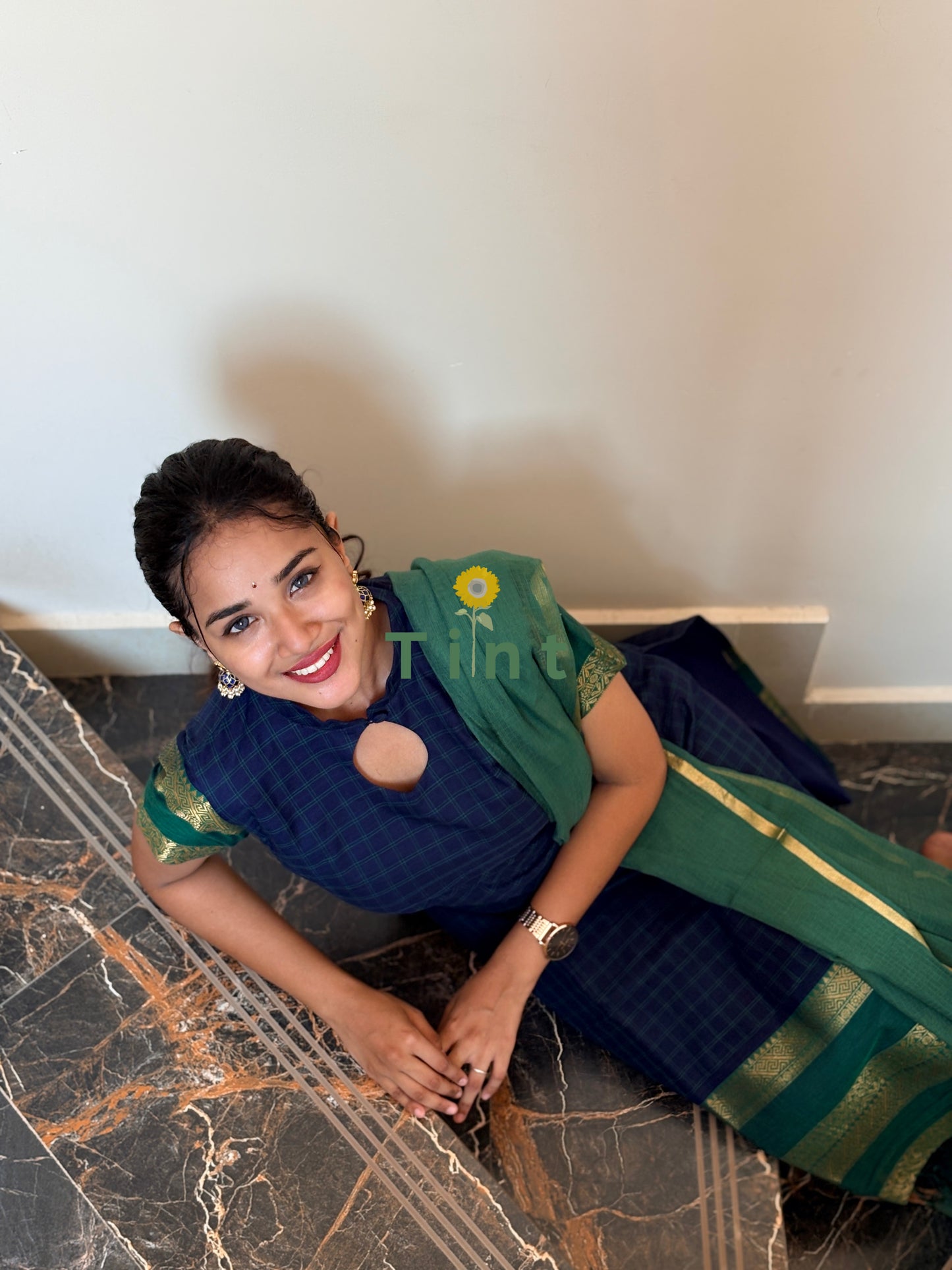 Royal navy Kurta with Kota dupatta