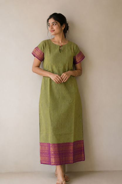 Size XS Lotus courtyard Kurta with Kota dupatta