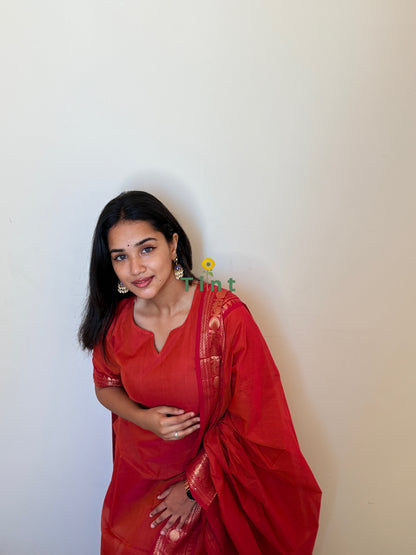 Pomegranate Pop Kanchi cotton kurta dupatta