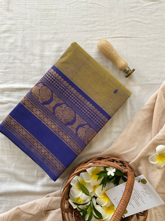 Serene Olive Kanchi cotton saree