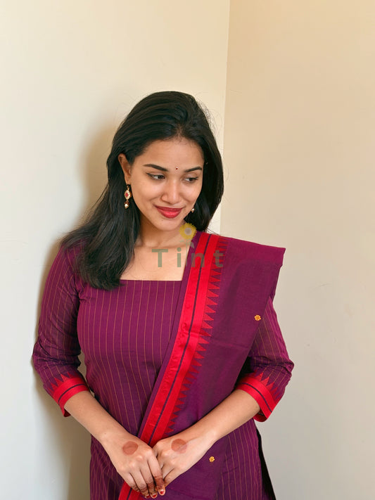 Sugarcane Purple Cotton Kurta dupatta