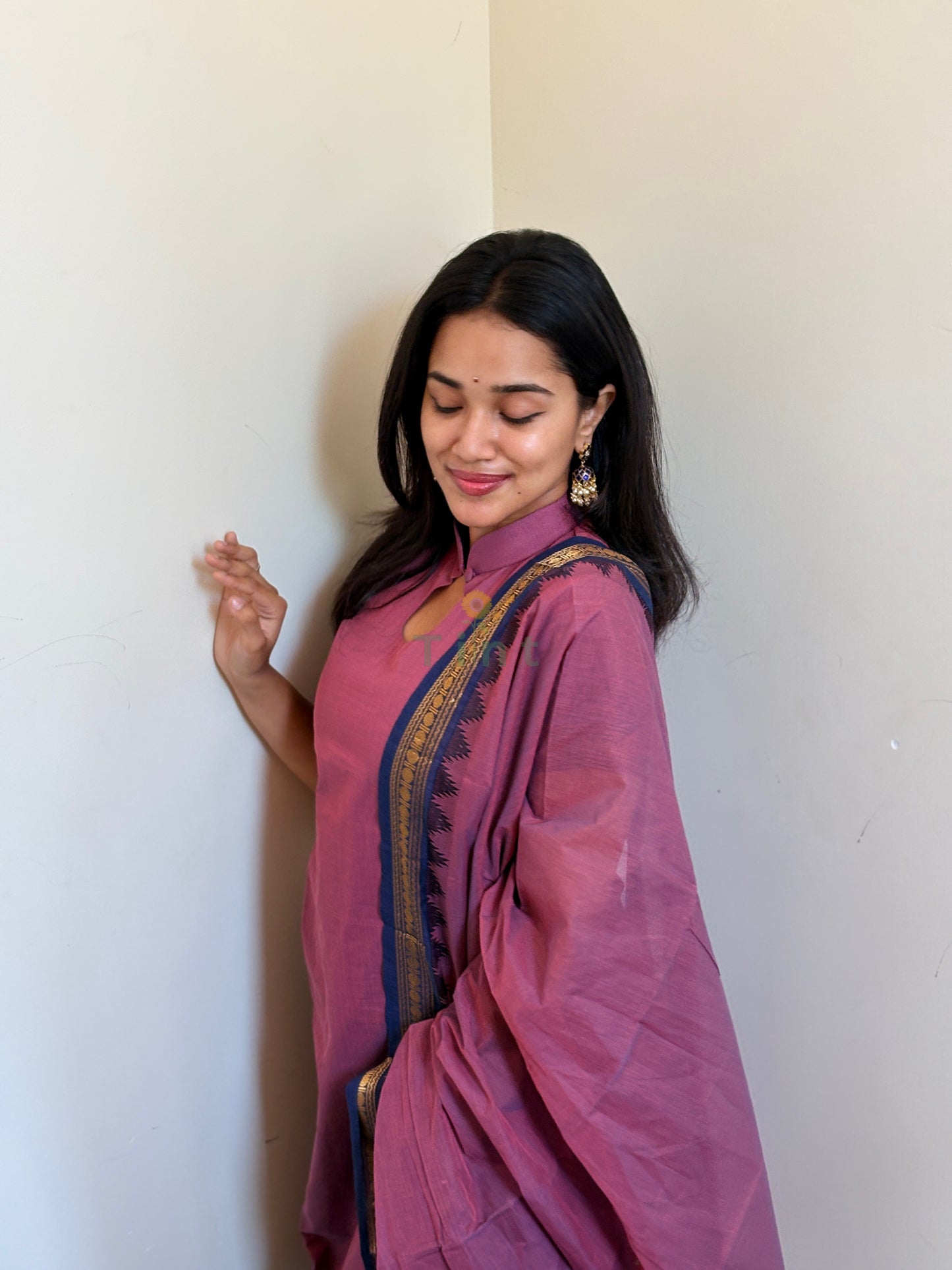 Nannari Pink Cotton kurta dupatta