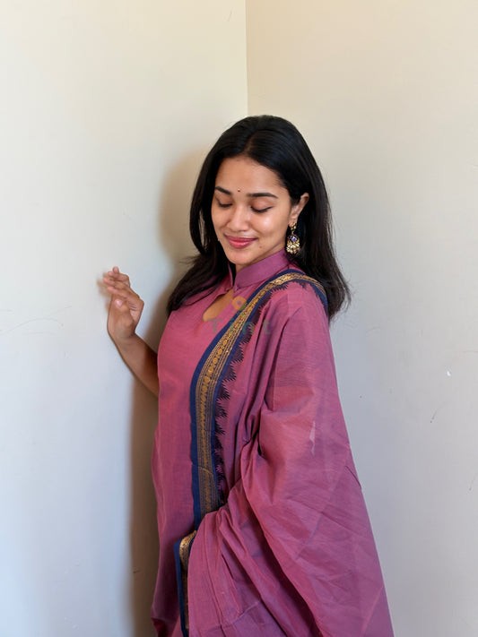 Nannari Pink Cotton kurta dupatta