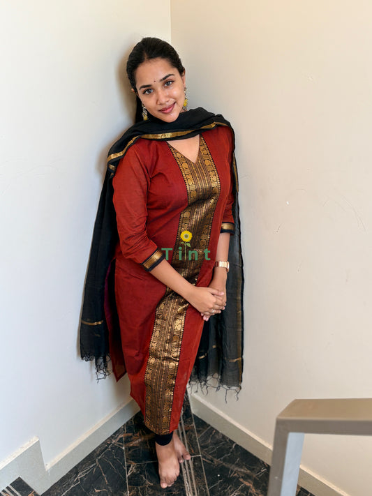 Cinnamon Latte Kanchi cotton kurta dupatta