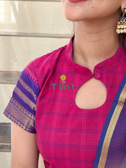 Strawberry kurta with Kota dupatta
