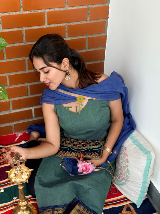 Sage green Kanchi Cotton with Kota Dupatta