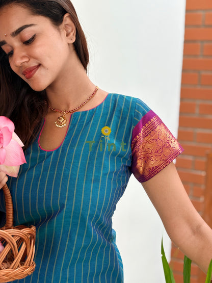 Peacock & bougainvillea garden Kurta