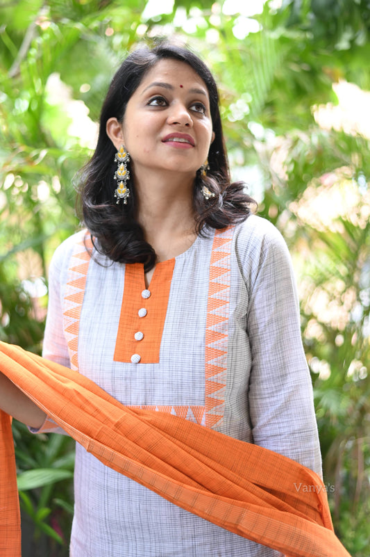Orange mangalgiri suit set