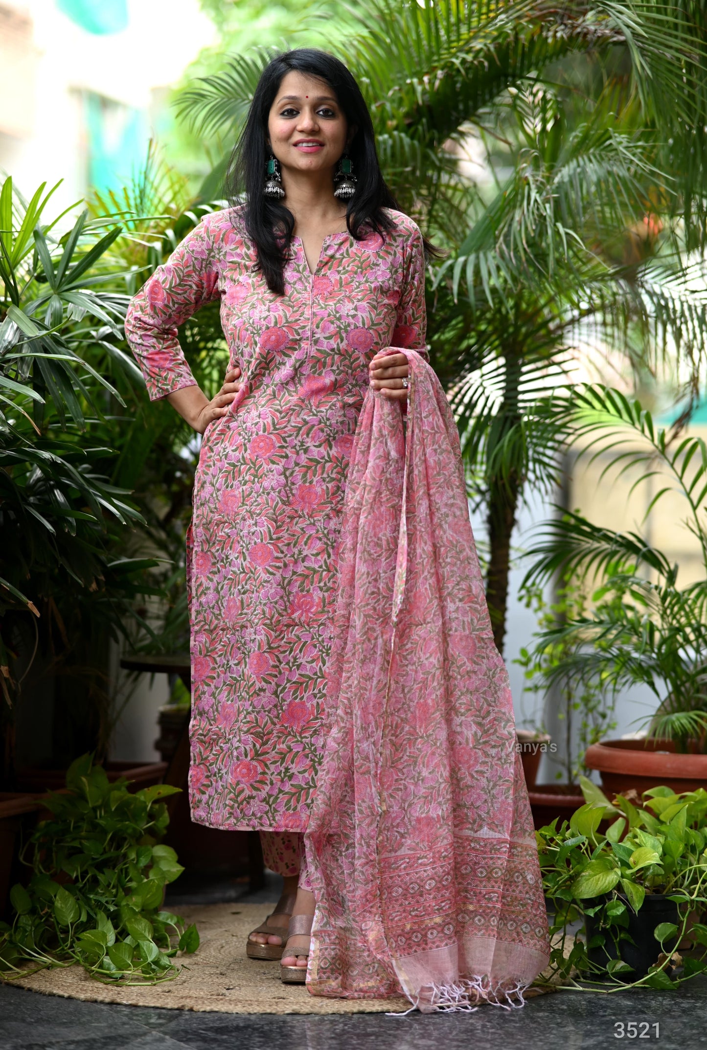 Blush handblock cotton Suit Set