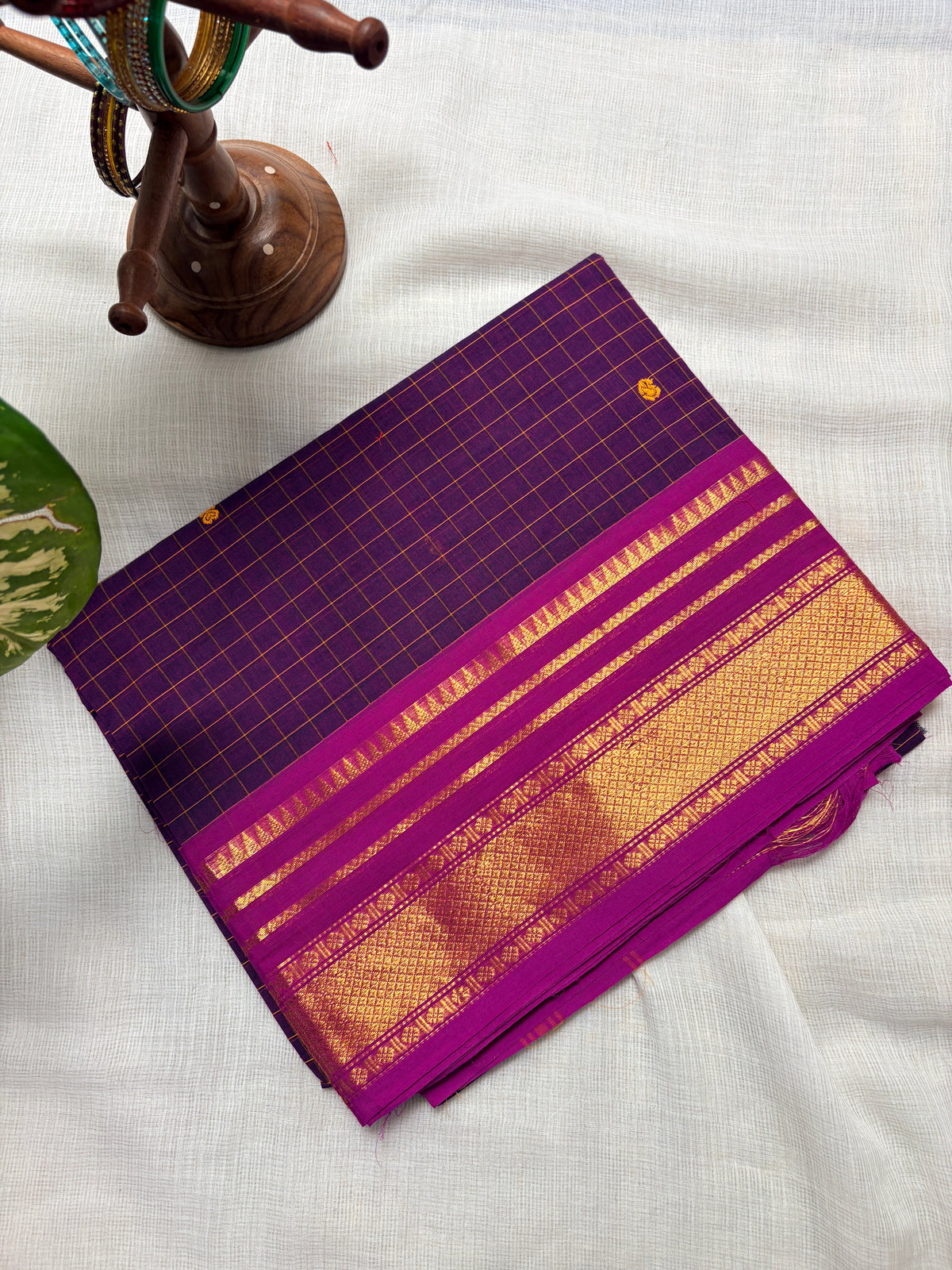 Dark purple Unstitched Kanchi cotton set (2-piece)