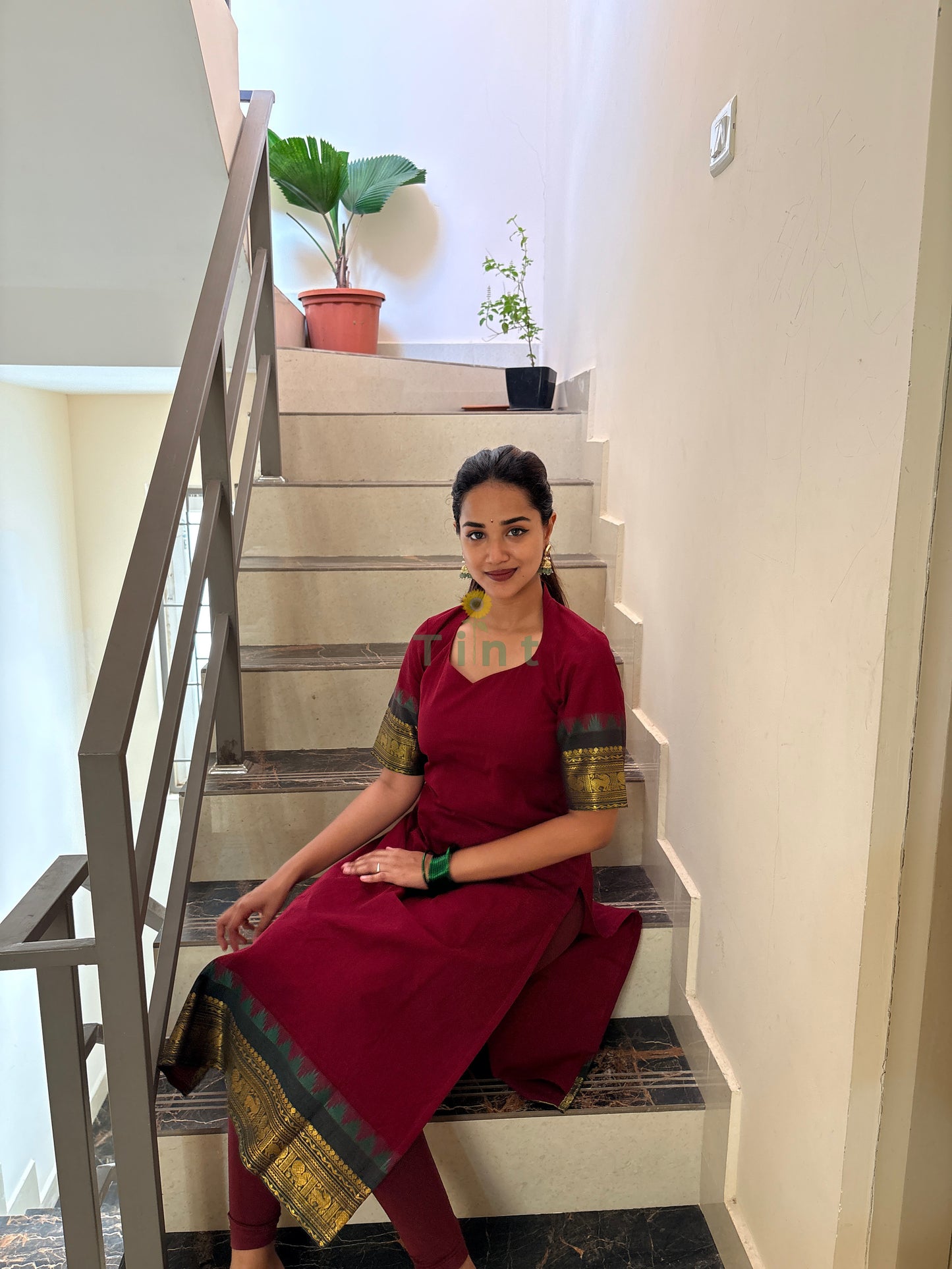Hibiscus Kanchi Cotton Kurta with Kota Doria dupatta