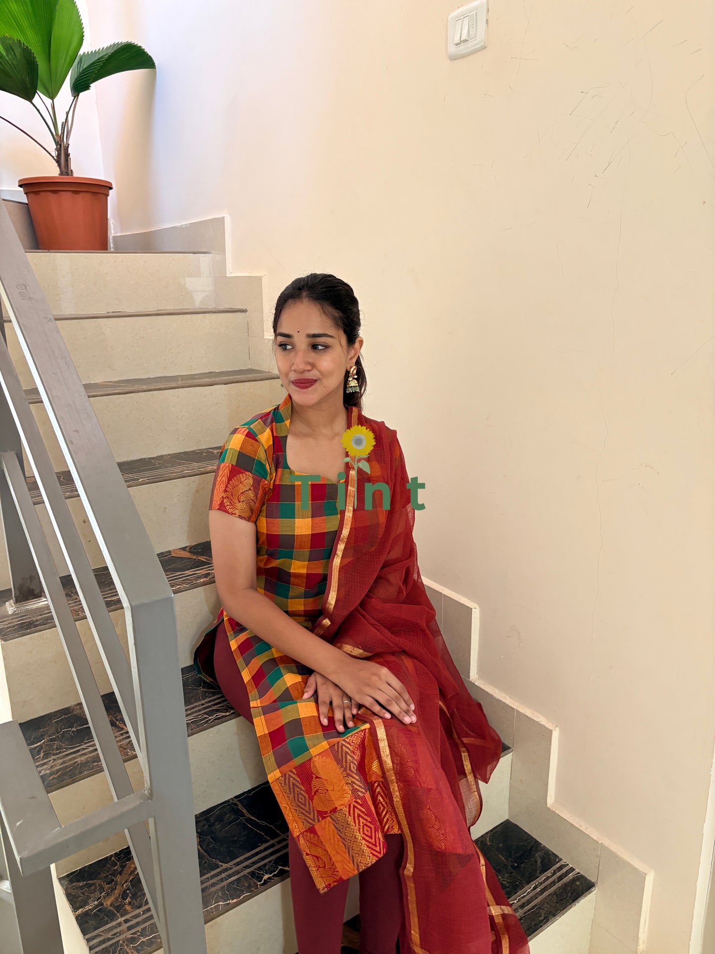 Mango Pickle kurta and Kota dupatta