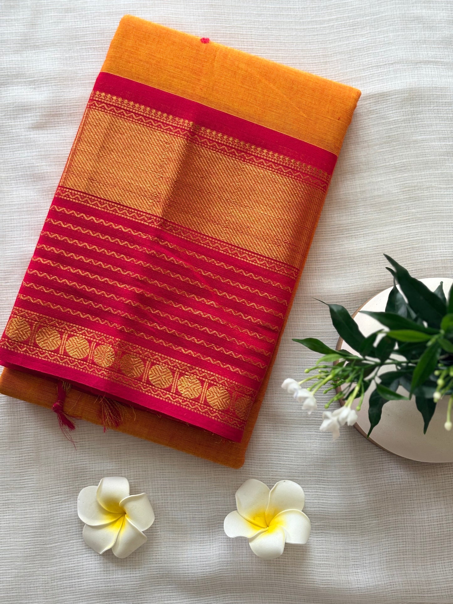 Orange Kanchi Cotton Saree