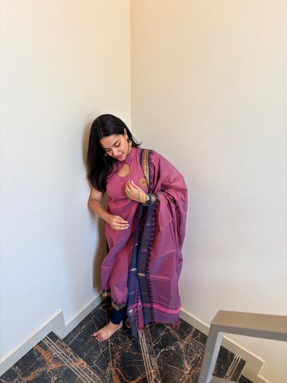 Nannari Pink Cotton kurta dupatta